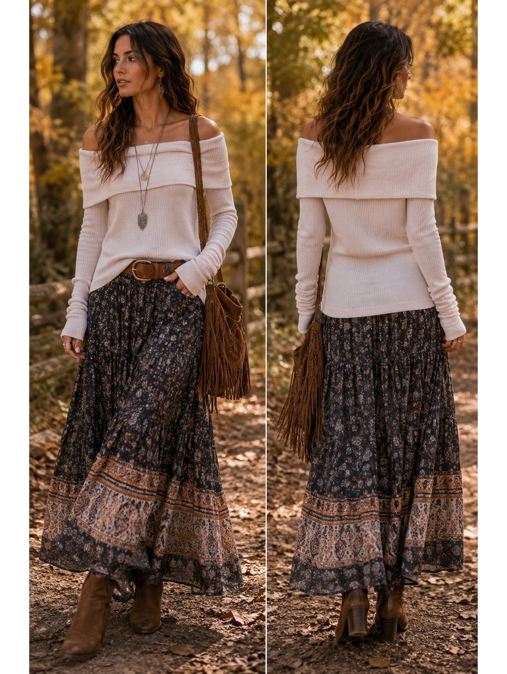 We The Free Free People Ivory Off Shoulder Foldover Knit Sweater Top L Boho